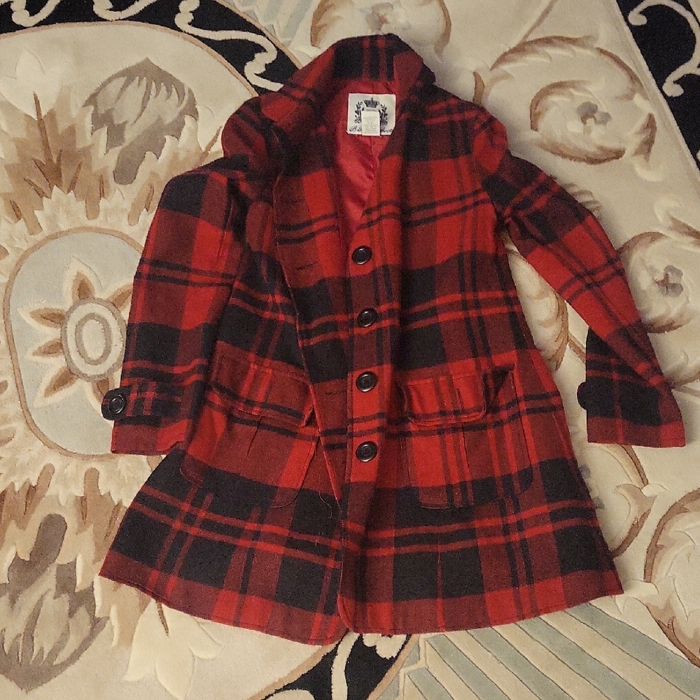 Y2K Red and Black Plaid Jacket